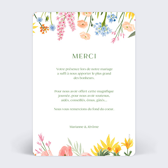 Remerciements mariage Jardin