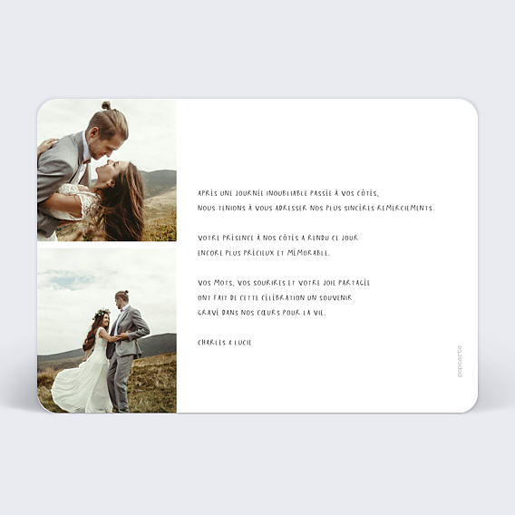 Remerciements mariage Montagne paysage