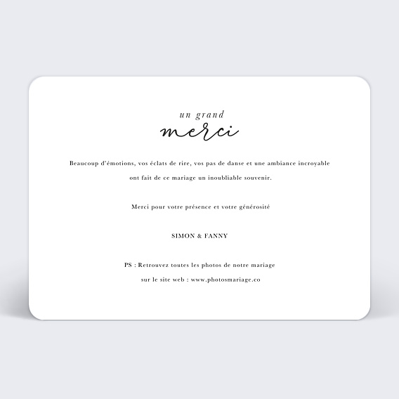 Remerciements mariage Typographie Bohème