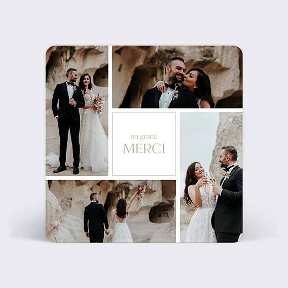 Remerciements mariage Etiquette Carré
