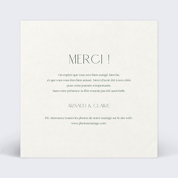 Remerciements mariage Feuilles de Jade