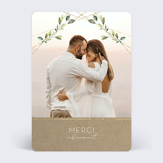 Carte remerciement mariage Modern Love Recto