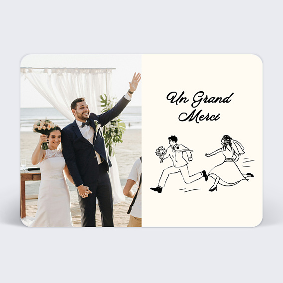 Carte remerciement mariage Sauve qui peut