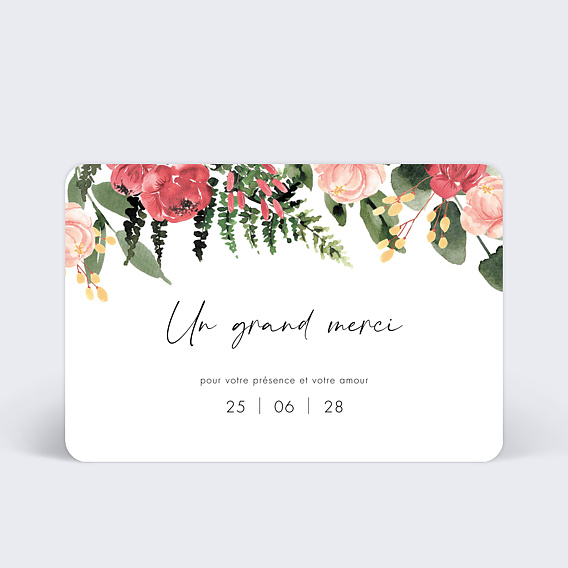 Carte remerciement mariage Wild Flowers sans photo