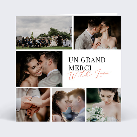 Carte remerciement mariage With Love