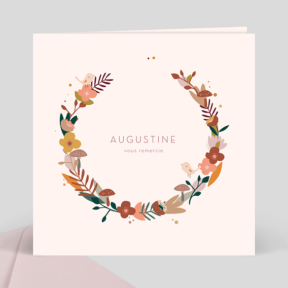 Carte remerciement naissance Augustine