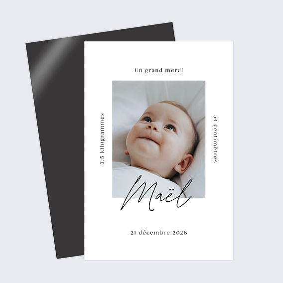 Carte remerciement naissance Certificat Graphique