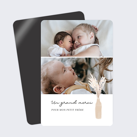 Carte remerciement naissance Fleur de pampa