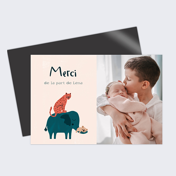Carte remerciement naissance Pyramide de la jungle