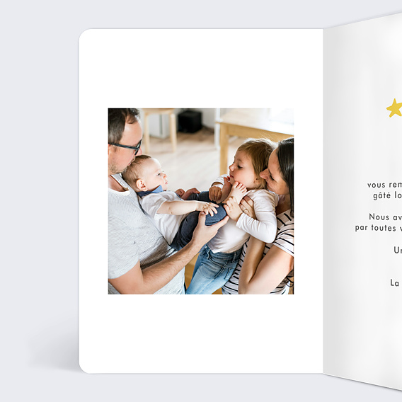 Carte remerciement naissance Formes Colorées Intérieur Gauche