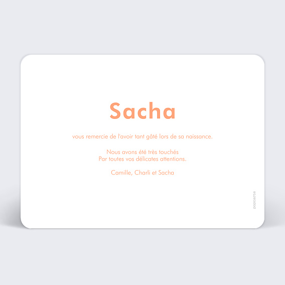 Carte remerciement naissance Rayures douces Verso