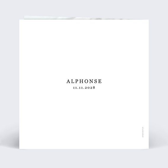 Carte remerciement naissance Calligraphie Merci Verso