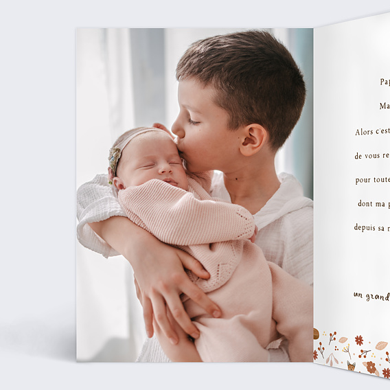 Carte remerciement naissance Frise Renard Intérieur Gauche