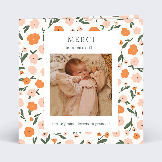 Carte remerciement naissance Petite Graine Recto
