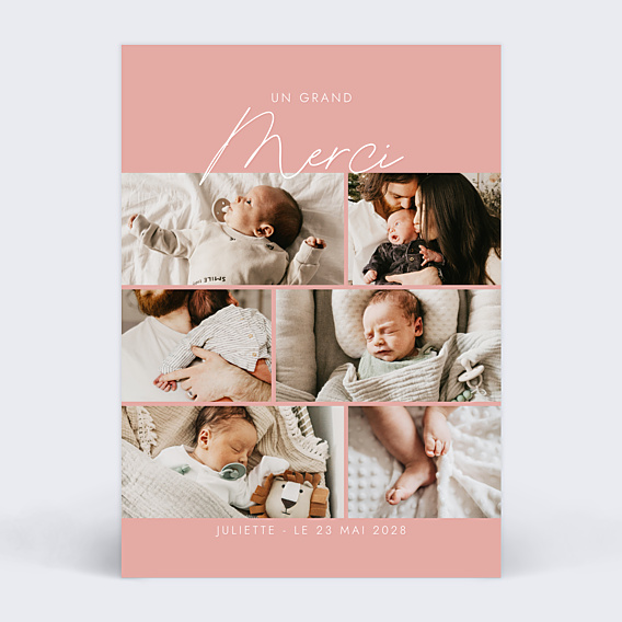 Remerciements Naissance Fille Élégance