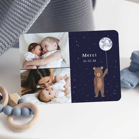 Remerciements Naissance Ourson et cosmos