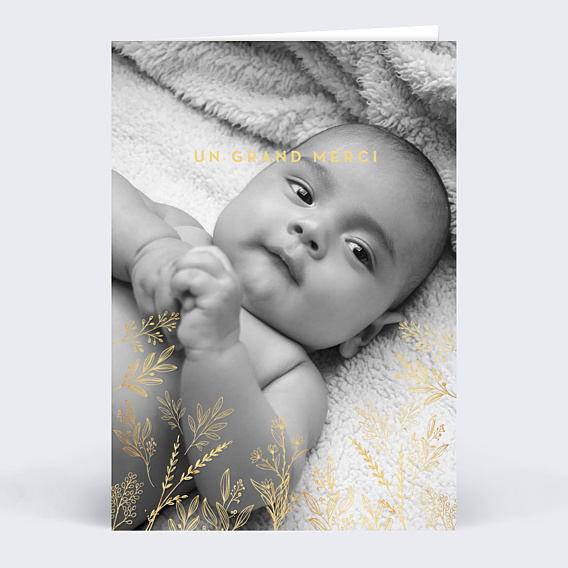 Remerciements Naissance Fleurs Ocre