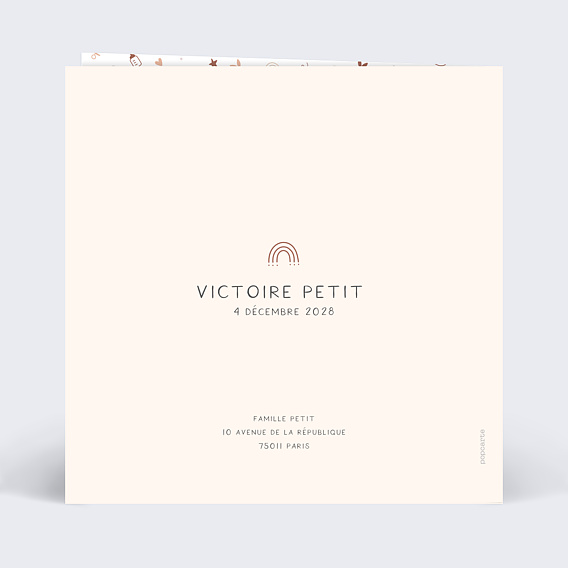 Carte remerciement naissance Découpe Polaroid Verso