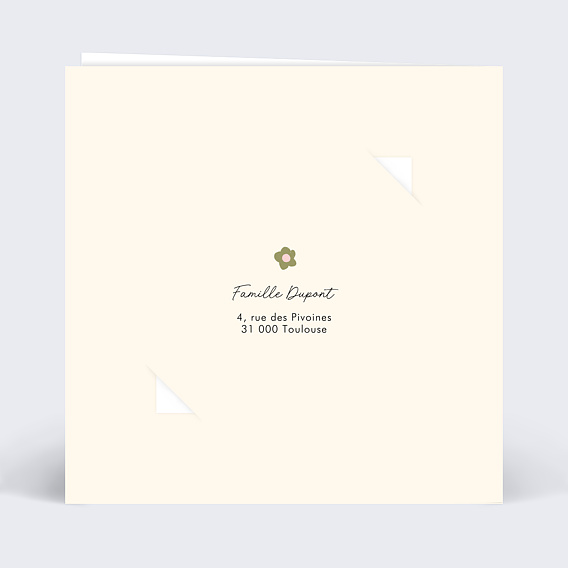 Carte remerciement naissance Graine de Bébé Verso