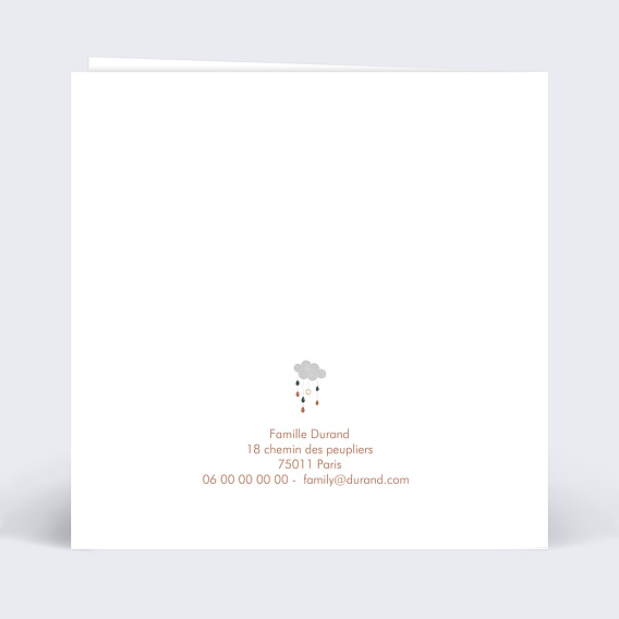 Carte remerciement naissance Univers de Bébé Verso