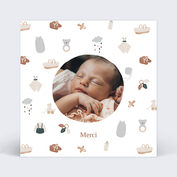 Carte remerciement naissance Univers de Bébé