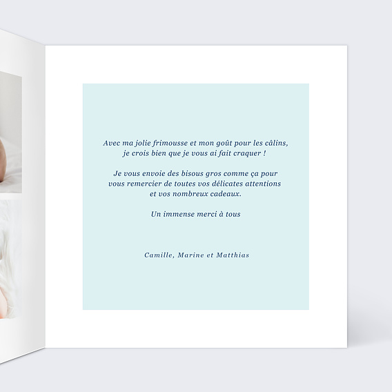 Carte remerciement naissance Lovely Baby Intérieur Droit