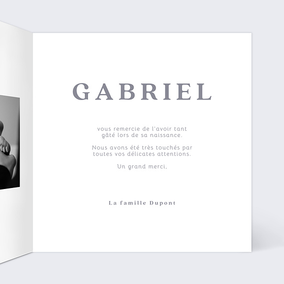 Carte remerciement naissance Pleine Page Intérieur Droit