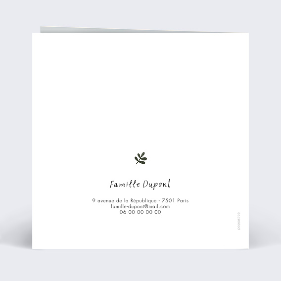 Carte remerciement naissance Petit Lion Verso