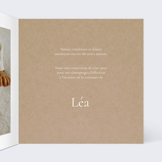 Carte remerciement naissance Tampon Intérieur Droit