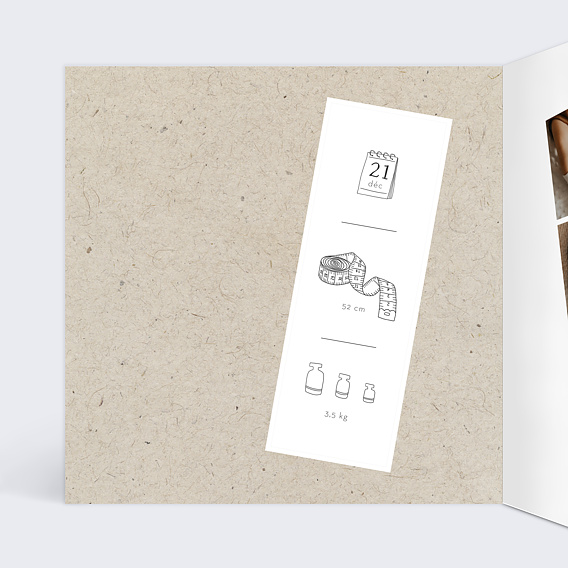 Carte remerciement naissance Découpe Photomaton Intérieur Gauche