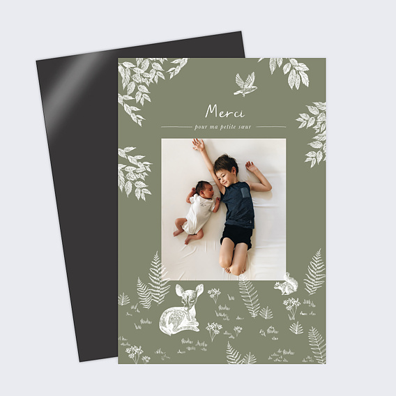 Carte remerciement naissance Crayon Blanc