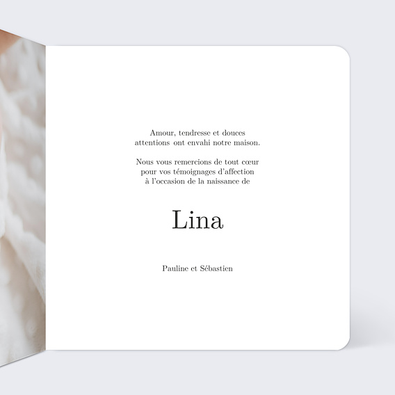 Remerciements Naissance Merci blanc