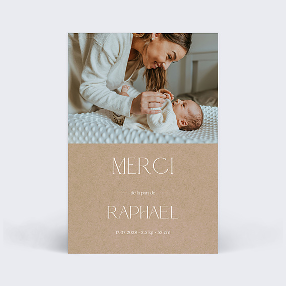 Remerciements Naissance Lettrine Kraft