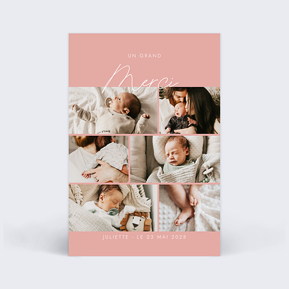 Remerciements Naissance Fille Élégance