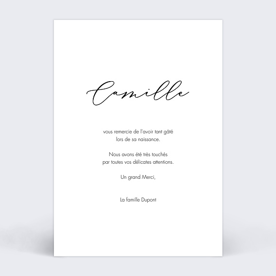 Carte remerciement naissance Votre Photo ici  Verso