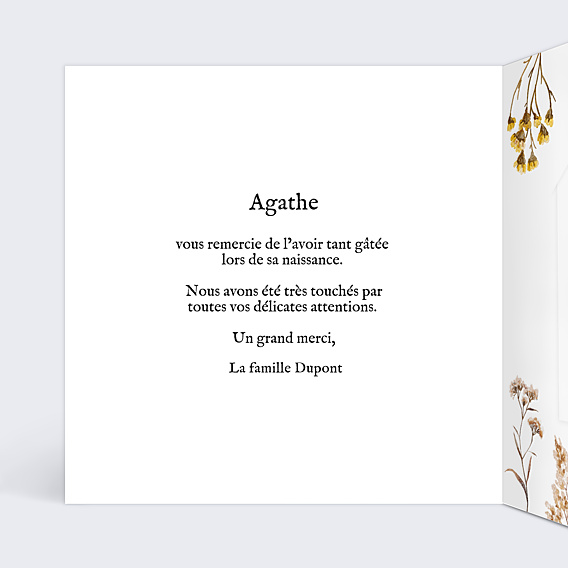 Remerciements Naissance Bouquet Sauvage Graines