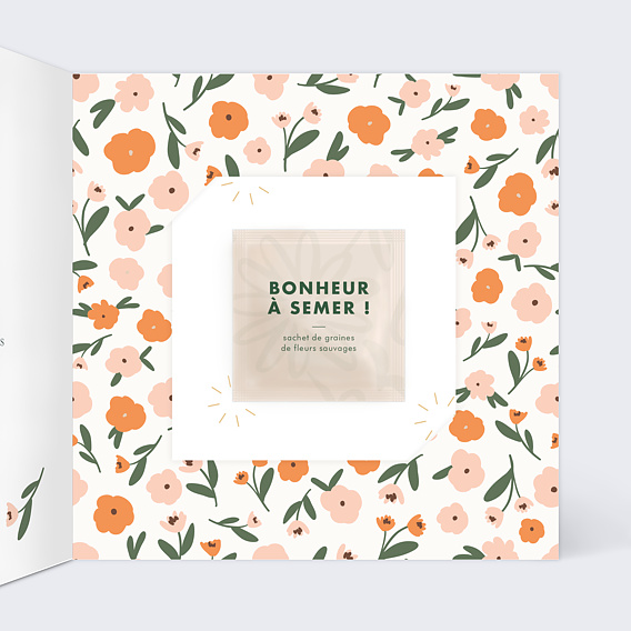 Carte remerciement naissance Petite Graine Intérieur Droit