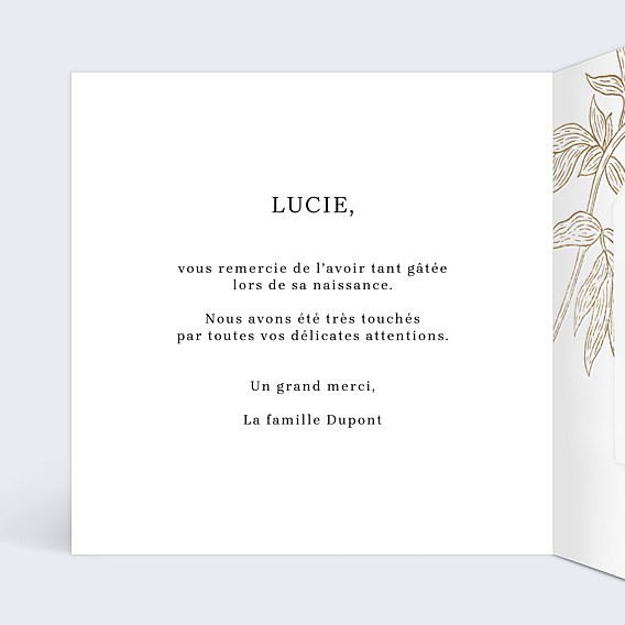 Remerciements Naissance Merci fleuri avec graines
