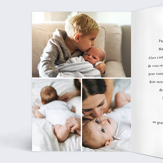 Carte remerciement naissance Mon petit frère Intérieur Gauche