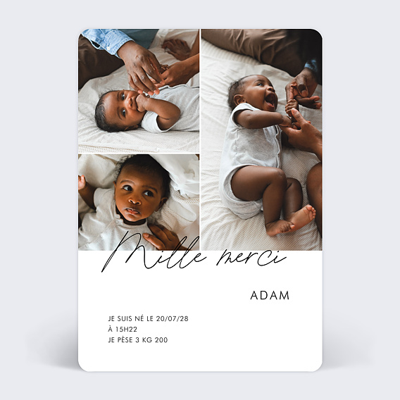 Carte remerciement naissance Faire parler bébé