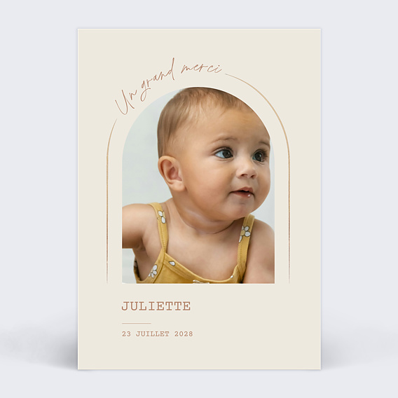 Carte remerciement naissance Arche avec texte