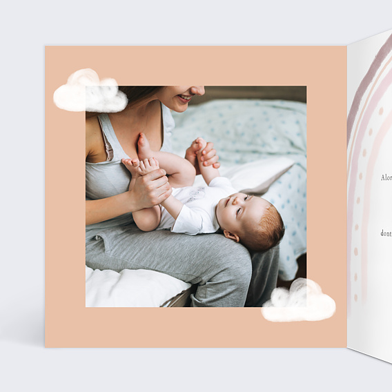 Carte remerciement naissance Petit arc-en-ciel Intérieur Gauche
