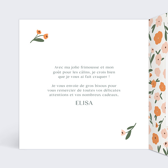 Carte remerciement naissance Petite Graine Intérieur Gauche