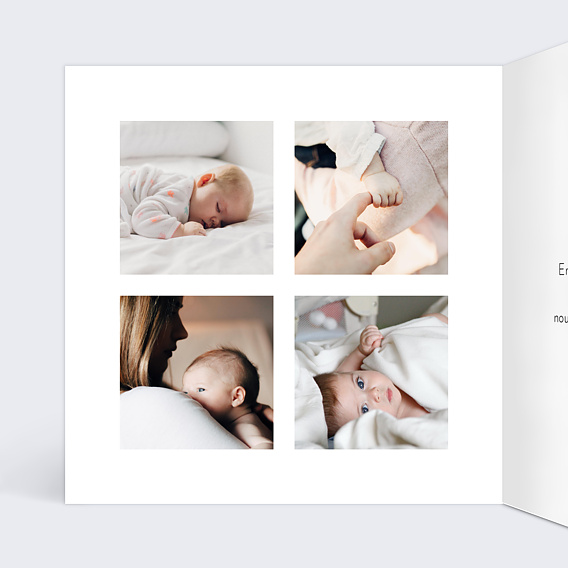 Carte remerciement naissance Signature Intérieur Gauche