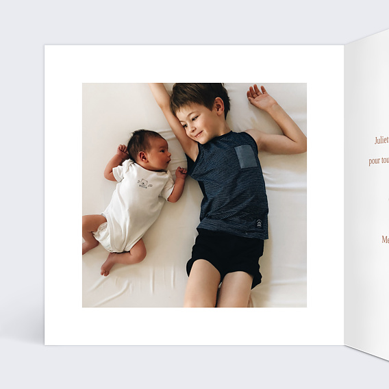 Carte remerciement naissance Univers de Bébé Intérieur Gauche