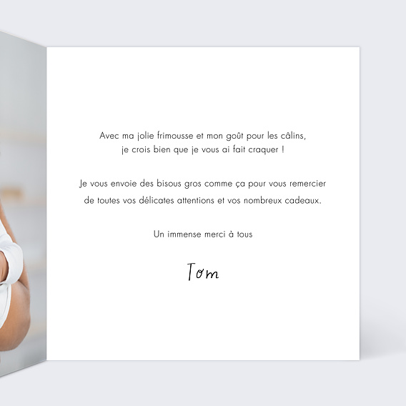 Carte remerciement naissance Petit Lion Intérieur Droit