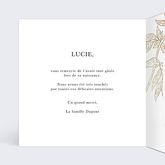 Remerciements Naissance Merci fleuri avec graines