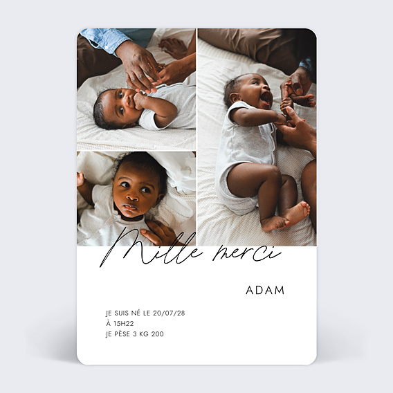 Carte remerciement naissance Faire parler bébé