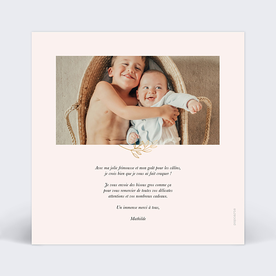 Carte remerciement naissance Petit végétal Verso