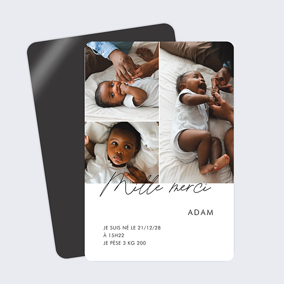 Carte remerciement naissance Faire parler bébé
